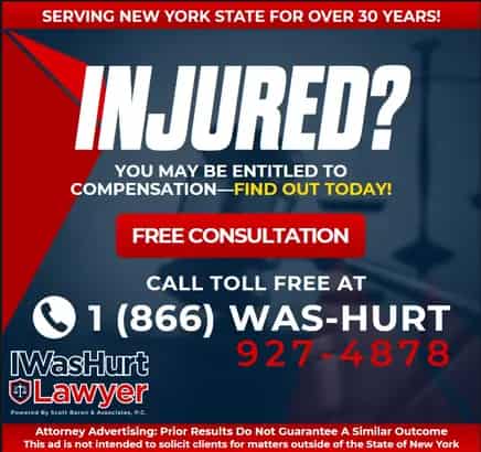 Displayed on viewports under 641px Sponsored mobile banner advertisement for legal services