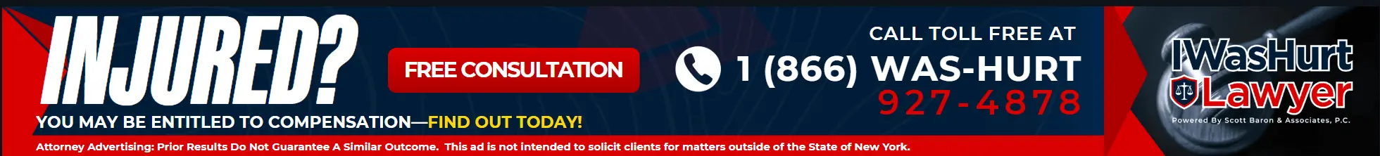 Displayed on viewports 641px and wider Sponsored desktop banner advertisement for legal services